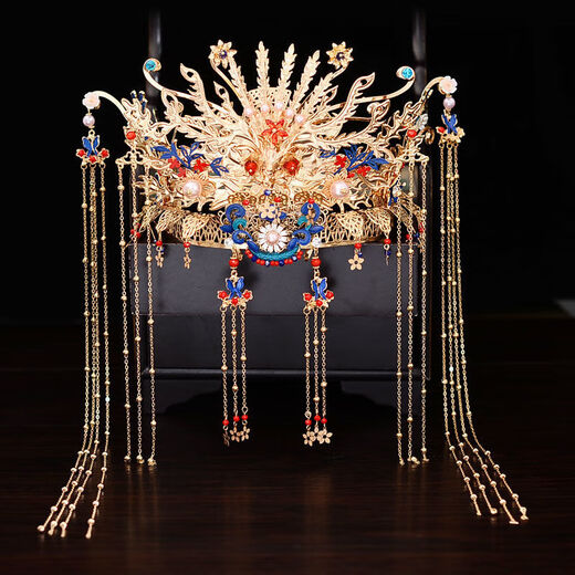 DL 1998 Fat Donglai same style phoenix crown Xia pei headdress 2022 new Xiuhe clothing headdress wedding Chinese wedding costume bride model phoenix crown (hook)