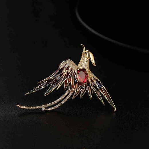 Juke high-end phoenix brooch 2025 new fashion light luxury niche corsage brooch high-end suit female temperament accessories Korean version phoenix brooch green