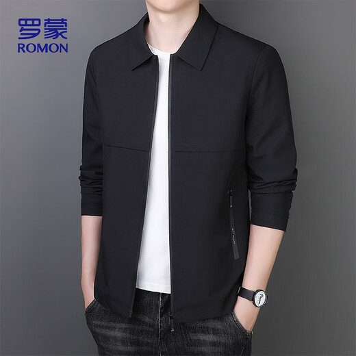 ROMON jacket men's spring and autumn business casual lapel top fashion cadre executive jacket men's clothing MK73 black 2X