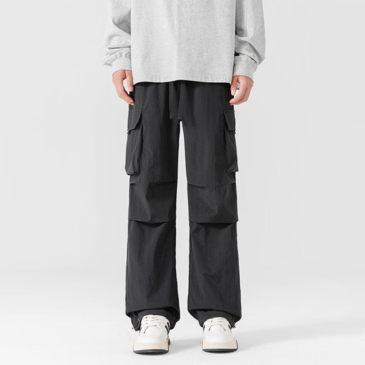 Zhanfeng Pantalon décontracté de taille extra grande pour hommes plus gras plus grande taille Pantalon de travail d'étudiant polyvalent gras printemps et automne épais jambes gros pantalon de poche noir 9918 modèle 9xl recommandé 280-300jin [Jin est égal à 0,5 kg]