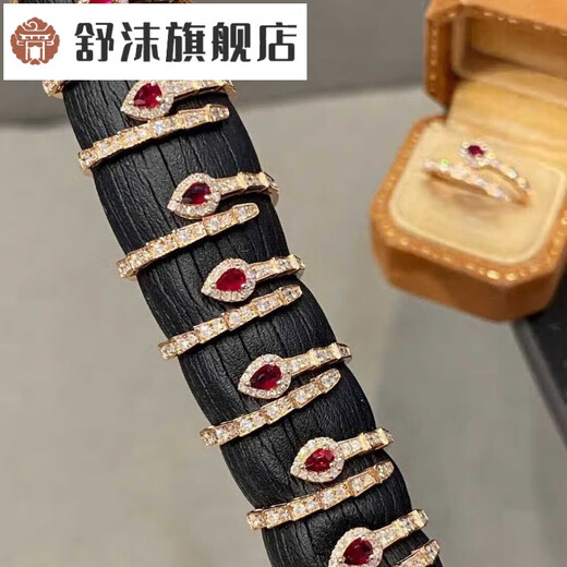 Shumo 18k gold open snake ring women's design niche personality simple versatile fashion ring 18K ruby snake ring K rose color