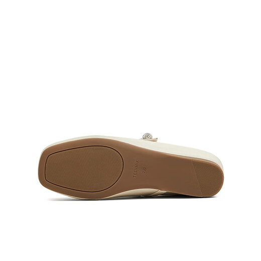 Tianmeiyi Mules shoes with height-enhancing women's sandals mall same French bag-toe half slippers 2025 summer BK841BH5 beige (sheepskin) recommended to take a larger size 37