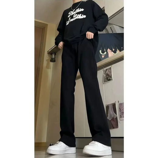 7家优品 微喇牛仔裤男士春夏季款美式复古高街修身宽松直筒长裤子男 DF-701黑色常规 S