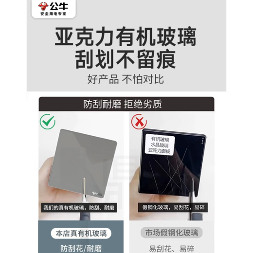 Bull switch socket panel with one opening five holes G62 acrylic plexiglass multi-hole socket seven-hole socket