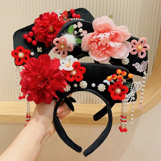 Lingmeng children's princess hairband, retro noble flag head costume accessories, palace style Hanfu head costume accessories, Taoyao princess hairband 1 piece