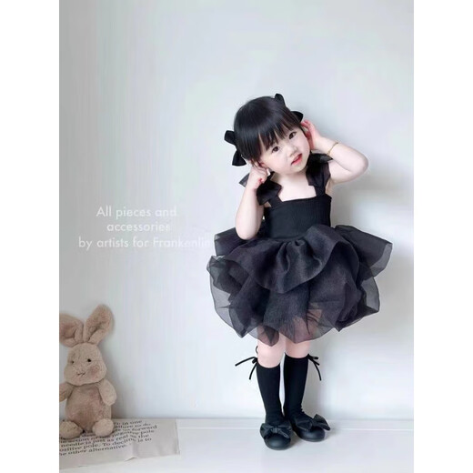 叶余公主裙女童夏季连衣裙婴儿裙子吊带蓬蓬裙宝宝礼服 白色 80 建议身高70cm左右