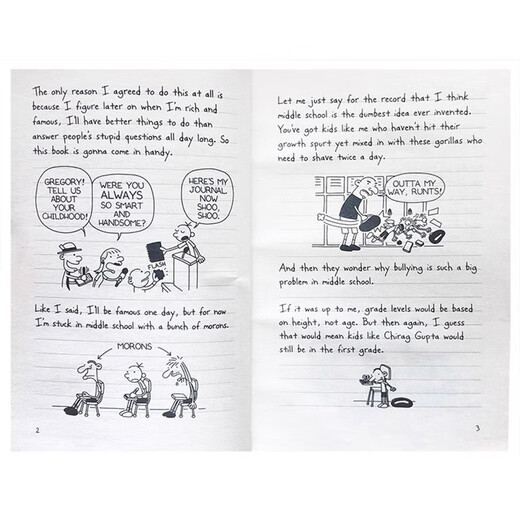 英文原版 小屁孩日记1 Diary of a Wimpy Kid 英文漫画章节桥梁书 6-12岁 美国初中小学生励志成长推荐课外读物 蓝思值900L  小学教辅