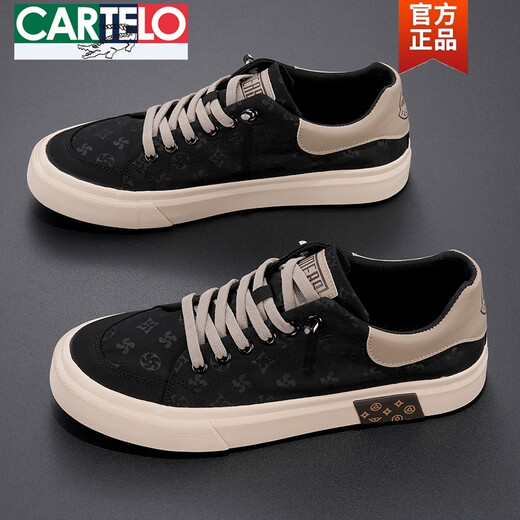 
CARTELO spring canvas shoes men's 2025 trendy casual shoes Korean thick sole breathable cloth shoes low top flat men's board shoes grass green 24107M 41