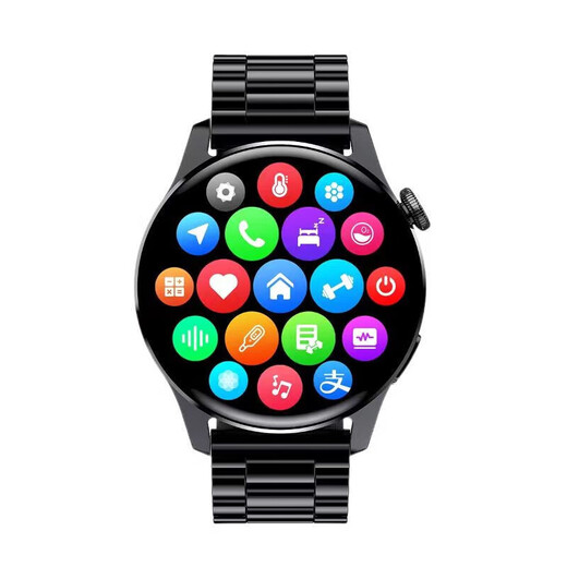 HUXAIVNI华强北watch智能手表鸿蒙安卓系统IOS适用为蓝牙运动gt5 ultra男女生日礼物情侣手表健康监测 黑钢带pro NFC+双支付+独立音乐+升级芯片