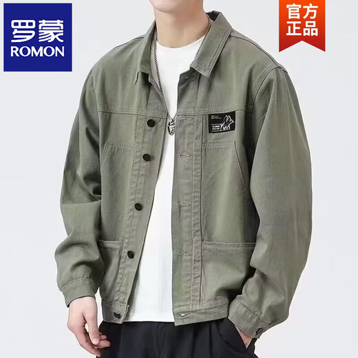 Romonjacke Herren Frühling und Herbst 2025 Neues Hemd Revers Herbst Herren Work Jacke Frühherbst-Jacke Top K12806 Black suggeriert 90-120jin [Jin Equals Equals] M.