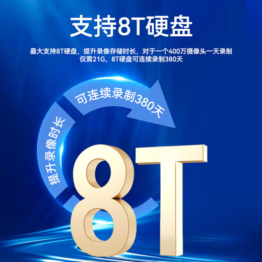 海康威视（HIKVISION）录像机POE网线供电8路监控硬盘录像机NVR监控主机7808N-G1/8P