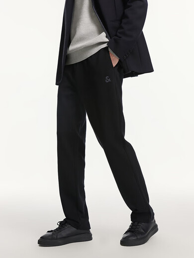 JACK&JONES new spring and summer fashionable commuting simple versatile comfortable solid color pure cotton sports sweatpants straight casual pants for men E40 black M is a bit large, it is recommended to take one size smaller