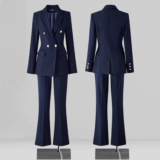 Men's Yishan suit suit for women in spring and autumn, new temperament, interview formal wear, high-end work clothes, slim professional suit jacket, black suit + bootcut pants M