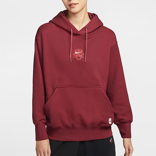 耐克（Nike）红色卫衣女装本命年经典LOGO2025春季新款运动服针织连帽套头衫上 HV8461-677灵蛇迎新系列 L