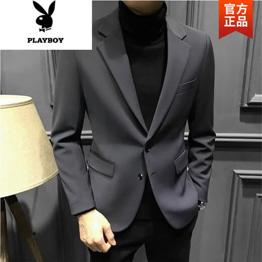 Playboy (Playboy) Trendy Herbst- und Winterwollanzug Herrenjacke Kurzkoreanische Version von Qualität Slim Casual Anzug Hals Wollmantel Männer x829 Doppelbruster Anzug Brown S [hochwertiges vielseitig