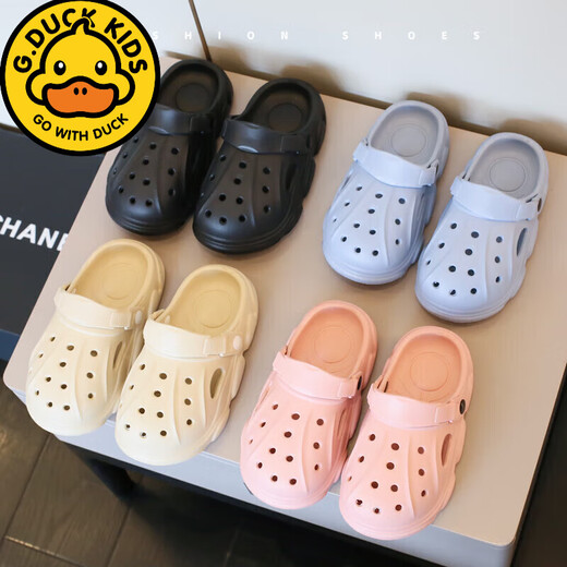 Gduck Kids Children's Slippers Boys Summer New Style Детская дырочка средние большие мальчики маленькие мальчики тапочки детские мягкие нижние туфли Black 32 -33 Внутренняя длина 21 см