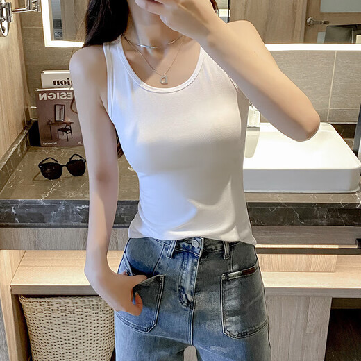 圆领吊带背心女春夏新款外穿遮副乳常规修身显瘦上衣运动无袖打底 烟灰色 L 【96-106斤】