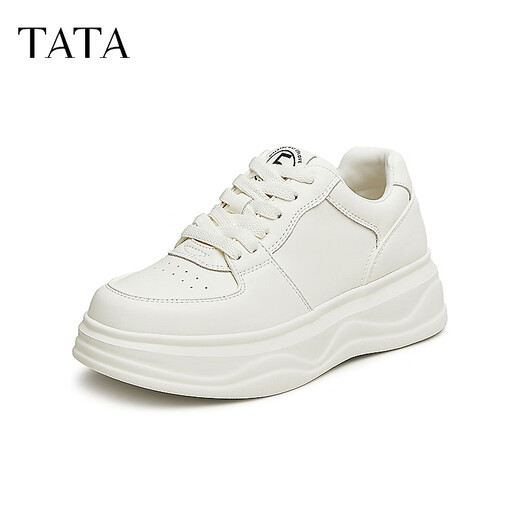 Tata (tata) Petites chaussures blanches Petite baleine blanche 2025 Été Nouveaux chaussures à haute amélioration et semelles épaisses chaussures de planche de chaussures pour femmes gâteau vanille lait-wh701 36