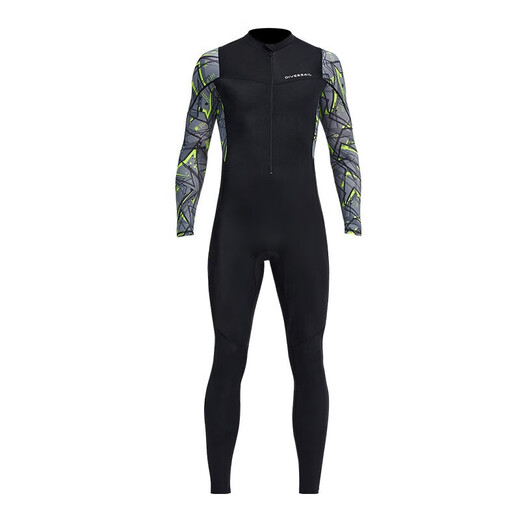 Jingpufei swimsuit men's one-piece quick-drying long-sleeved sunscreen, warm and breathable beach vacation jellyfish suit wetsuit M (95-115Jin Jin equals 0.5kg)