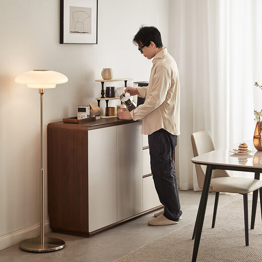 林氏家居现代简约餐边柜置物茶水柜靠墙小户型客厅厨房家用林氏木业RU1T 【1.2米】灰色+胡桃色餐边柜