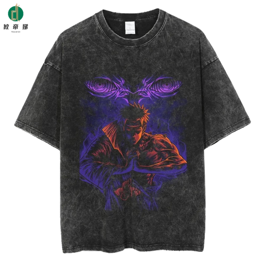 Eudidi Harajuku Street Clothing Lave Naruto Anime Camiseta Naruto Cotton Men Summer Manga corta Retro