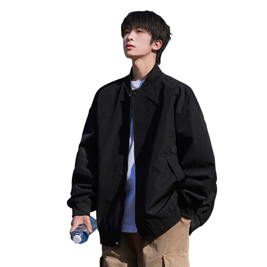 FOG SKY baseball jacket men's autumn and winter American fashion brand loose top casual trendy bomber jacket men JKCY-CYJK9299 black XL (recommended 120-145Jin Jin equals 0.5 kg)