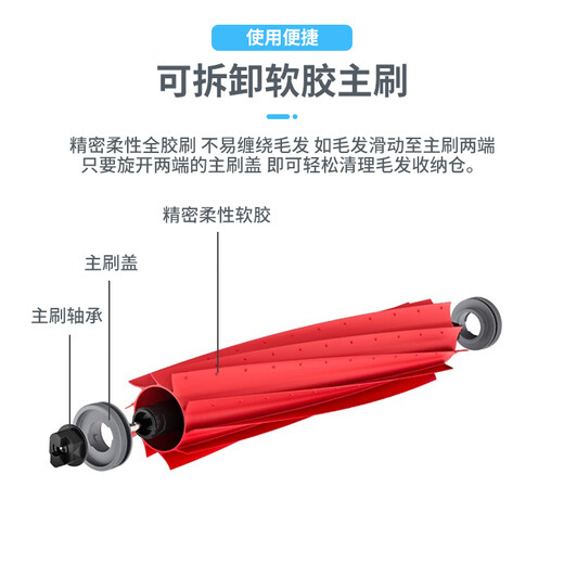 Shuangwei compatible stone soft rubber main brush sweeping robot accessories suitable for stone P10/G10/G10S series/T8 series ST-roller brush