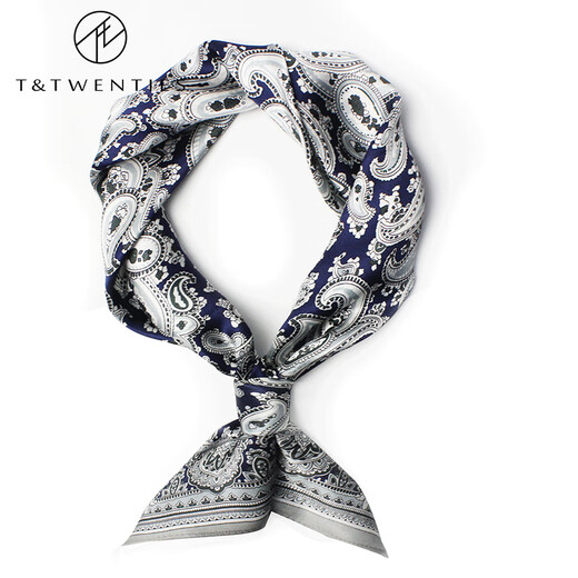 T / t / vingt-vingt écharpe en satin masculin de soie masse fleur de stentat à la soie square carrée du cou de couche vintage fleur fleur bleu gris carré écharpe 7028 élégant. Paisley bleu