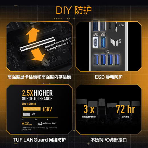 ASUS TUF Gaming B850M-Plus WiFi Heavy Gunner Motherboard CPU 7800X3D/9800X3D/9600X (AMD B850/Socket AM5)