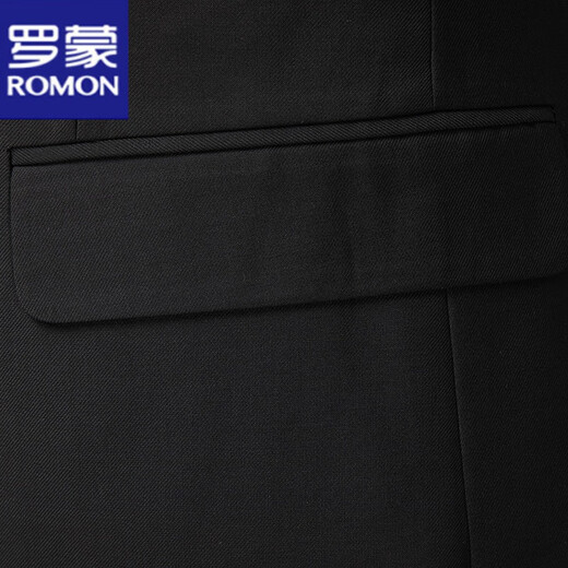 罗蒙（ROMON）西服套装男春秋商务休闲正装新郎婚礼礼服西装两件套修身西服外套 黑色两粒扣 S 165