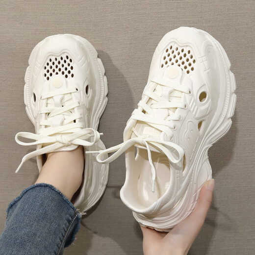 Les chaussures de trou d'épaisses semelles de Shangfen semesent pour les usures d'été pour hommes anti-glissement anti-odor sandals de plage de plage de plage pour hommes, blanc 42 taille positive (longueur intérieure 260 mm)