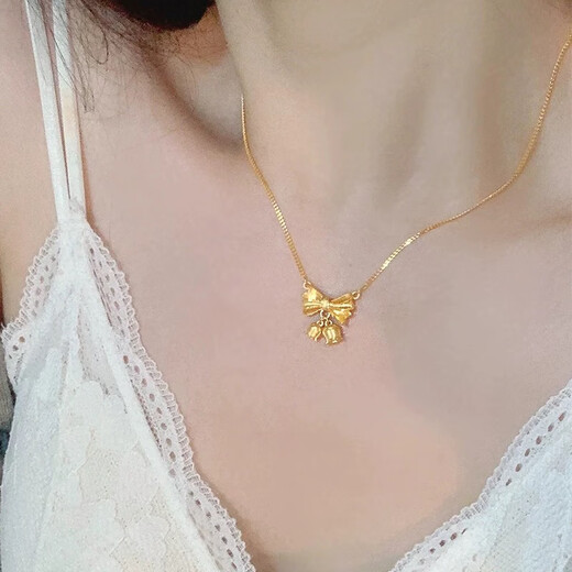 The fugitive princess bow necklace gold pendant bow gift for wife and girlfriend 520 Valentine's Day gift Lily of the Valley bow necklace