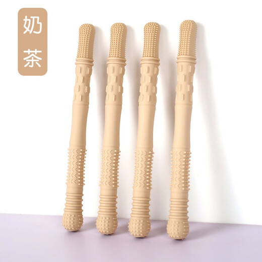 Guanxiangniao Teething Stick Baby Teething Stick Hollow Straw Teether Chewable Child Massage Gum Food Grade Soft Bite Milk Tea Color*/1pc Silicone Hollow Teether Tube
