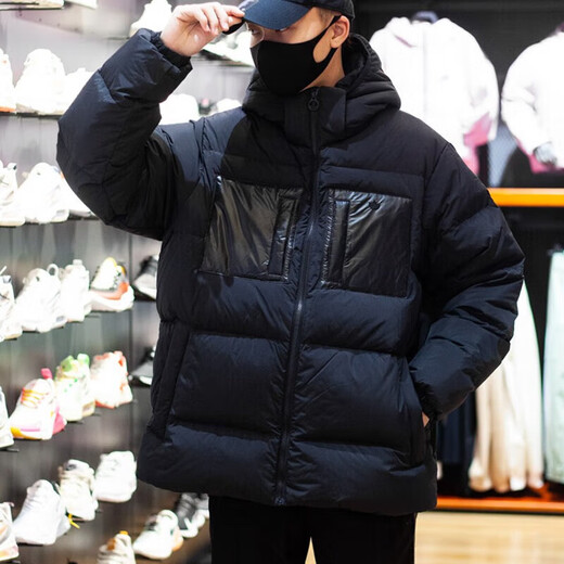 阿迪达斯（adidas）外套男装 冬季三叶草休闲运动服百搭潮流加厚保暖防风连帽羽绒服 H13564黑色80%灰鸭绒 2XL