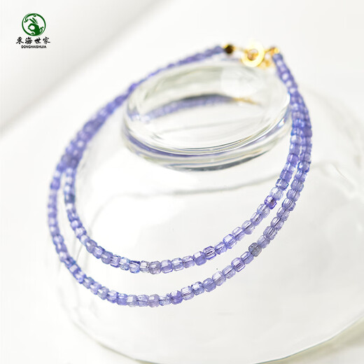 Excellent tanzanite bracelet for women, East China Sea crystal agate, jade, small sugar cubes, loose beads bracelet, blue gemstone bracelet, bead diameter about 2mm - hand circumference about 14cm