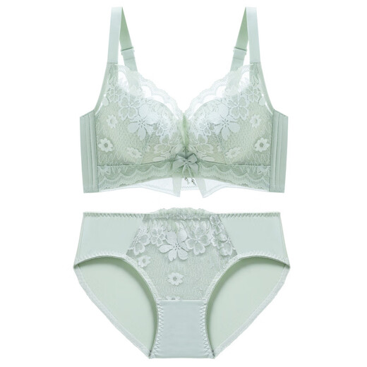 Modal's new thin lace sexy wire-free bra push-up adjustable side breast bra women's set black thin 75A 34B cup