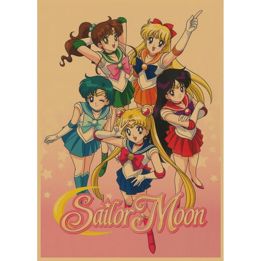 Sailor Moon cartoon poster bar cafe children's room retro kraft paper decorative wall painting mural 114 dark gray 1049 16 inches (29.7X42cm) 15