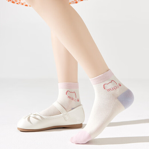 
Shengxian children's socks spring and summer thin style girls cartoon cute cotton socks summer girls' boneless mesh pink medium K846AM rabbit recommended shoe size 28-32 size 5-9 years old