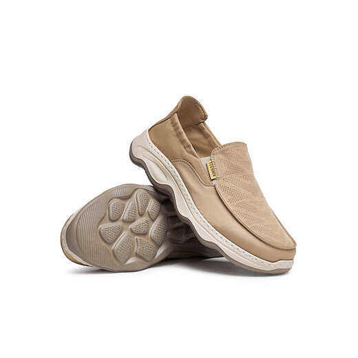 
Tianmeiyi shoes men's shoes mall same comfortable lazy canvas shoes for men's cloth shoes 2025 summer apricot color 40