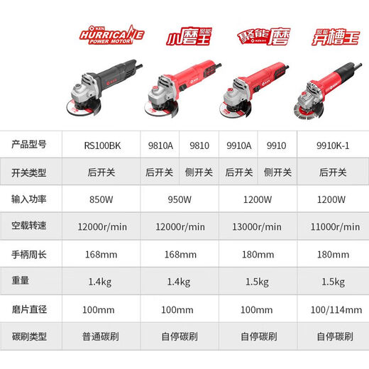 XMSJ锐奇9810角磨机950W大功率手磨机切割机细手柄打磨小磨王9810A 工业级125型1240W9925D +碳刷10