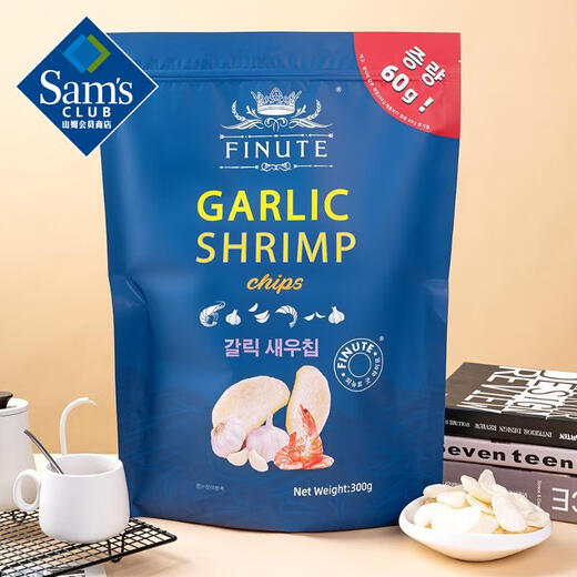 FINUTE Garlic Shrimp Crackers (Puffed Food) 300g 300g*1 bag