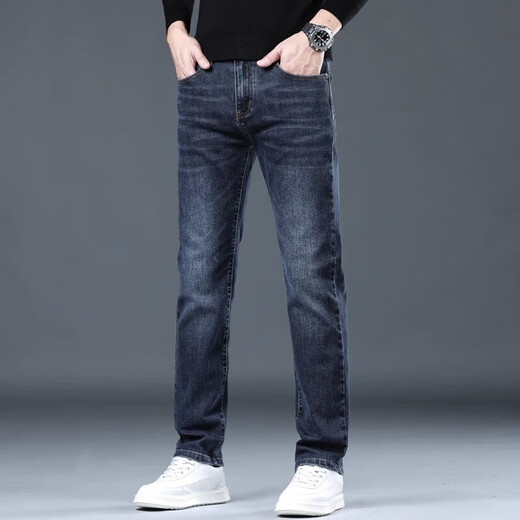 
JEEP SPIRIT brand jeans men's spring and autumn new slim straight men's pants stretch versatile men's high-end casual long trousers 1048 blue 29 waist circumference two feet two