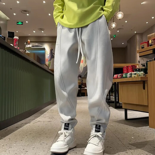 Kuraishi Kazuki 2025 Autumn and Winter New Men's Sweatpants Versatile Loose Solid Color Leg Sweatpants Trendy Embroidered Slim Casual Pants Red Regular XL 150-170Jin Jin is equal to 0.5 kg