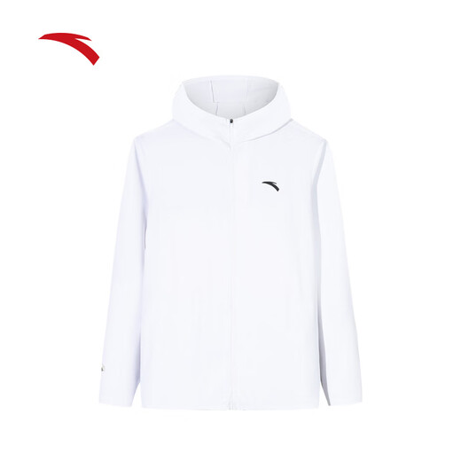 ANTA Jacket Men's New Winter Sun Protection Clothing Sports Cardigan Hooded Jacket Windbreaker Fitness Running Sportswear Pure White-1 L (Male 175)