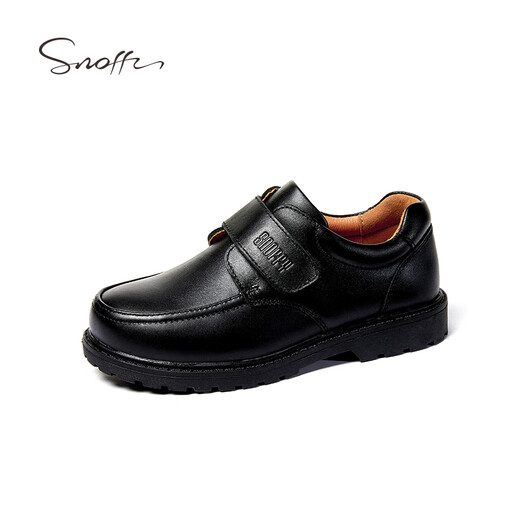 Snuffy boys' leather shoes spring new style children's style soft sole performance black leather shoes college black 27 recommended foot length 16.3cm