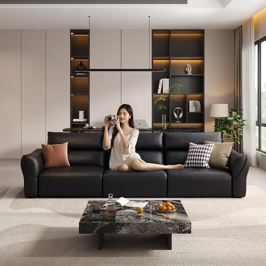 KUKA store's same model self-made sofa bed cowhide functional electric sofa 6319 coffee three-seat three-electric 2.8m