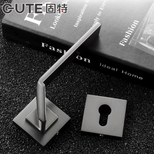 Puerta guta Caquero de dormitorio de dormitorio interior Baño Llock a mano División simple Silencio negro Lock 9197 [gris] + 2 piezas Swing Negro + negro 35-50 mm Modelo universal con llave