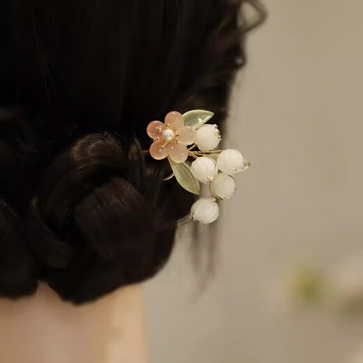 Dai Yan's new Chinese style wooden hairpin with tassels, ancient style hairpin, rose hairpin, ancient style hairpin, flower headdress, Hanfu hair accessories, lily of the valley style hairpin