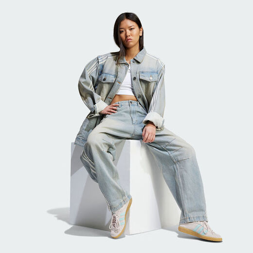 阿迪达斯 （adidas）【劲浪体育】女子休闲牛仔运动宽松夹克外套牛仔蓝JX9209 图色 M