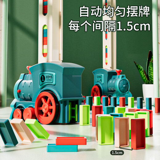 Xiong wird Domino Training Children's Educational Toys die Karten automatisch auf Babys, Jungen und Mädchen 1-3 Jahre 6 Geburtstagsgeschenke 60 Dominozug mit Lichtern + Batterie-Set setzen
